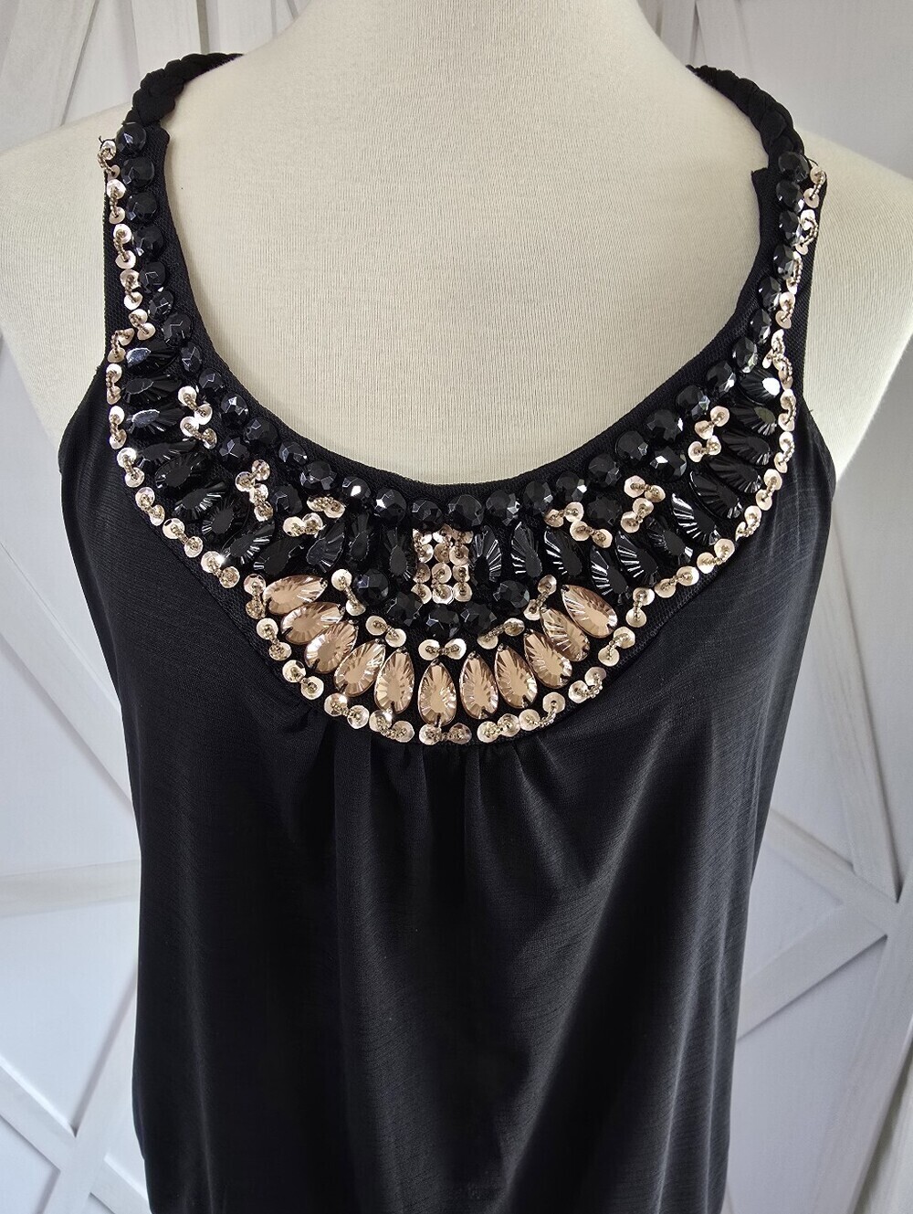 Six Degrees Of Separation Women's Black Embellished Tank Top with Gold Accents - Picture 2 of 11